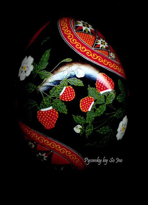 Strawberries Ukrainian Easter Egg Pysanky By So Jeo